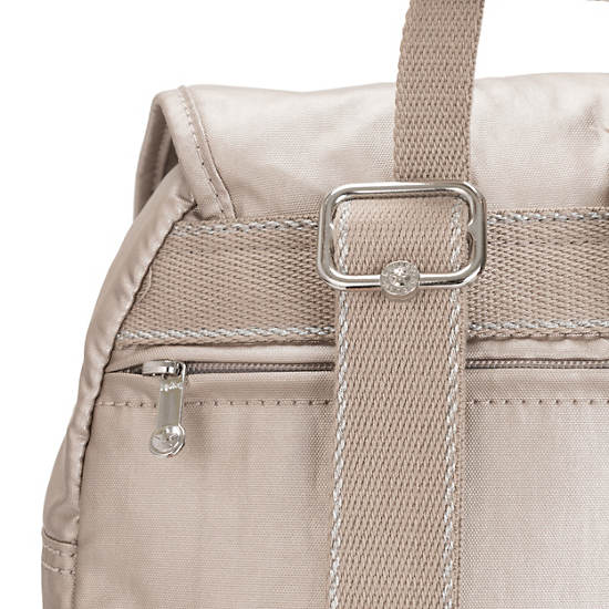 Plecaki Kipling City Pack Small Metallic Beżowe | PL 1700FD